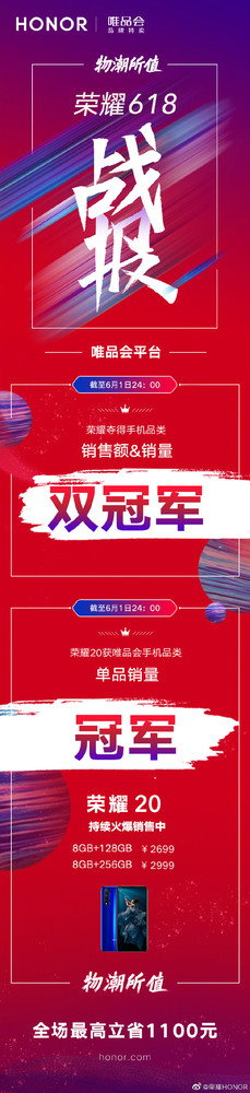 榮耀618戰(zhàn)報(bào)出爐 榮耀20斬獲多途徑銷(xiāo)量&銷(xiāo)售額冠軍
